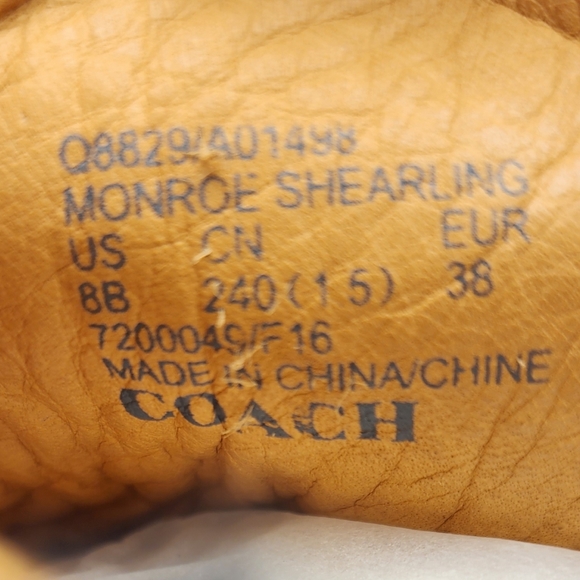 Monroe shearling coach women's boots Size 8 Color Black - Picture 5 of 6